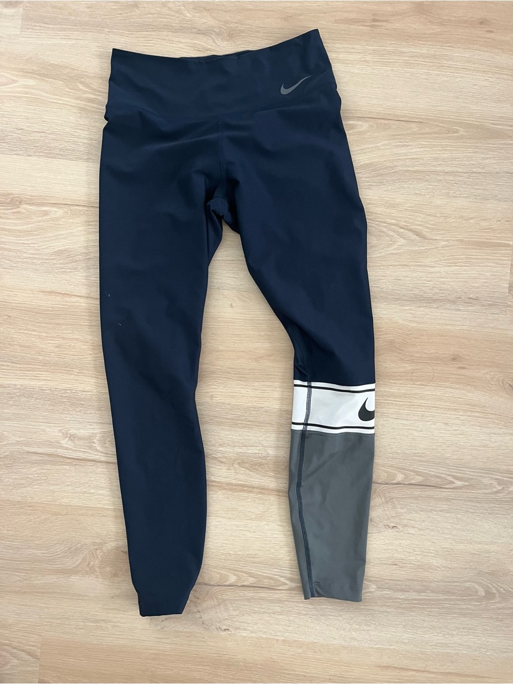 Nike Navy Active Leggings with Gray Accent